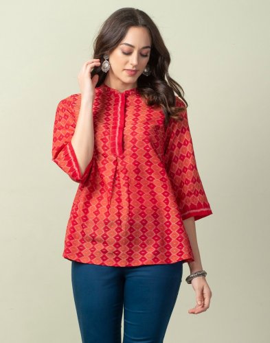 Ada Handmade Black Cotton Lucknowi Chikankari quarter sleeve stitched  Indian Women short Kurti  A250295  Ada  3622278