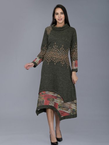 Buy NIVIK Winter wear Woolen Kurtis for Women 34th Sleeve Round Neck Woolen  Kurti Black XXSmall at Amazonin
