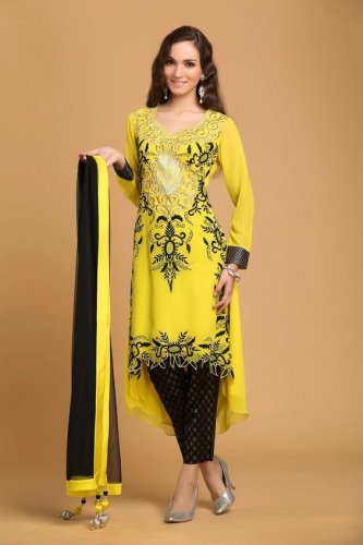 black and yellow combination dress