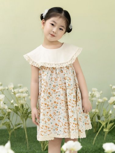Đầm váy thô ngắn tay bé gái – Bo Shop – Thời Trang Trẻ Em