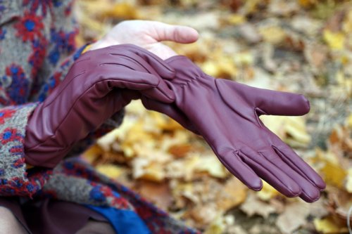 レザーグローブ 手袋 DEMI 紫 パープル 女性 婦人 レディース