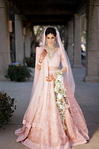 simple baby pink lehenga