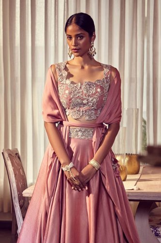 Photo of Silver lehenga for sangeet with waist belt | Bridal lehenga  collection, Indian gowns dresses, Indian fashion dresses