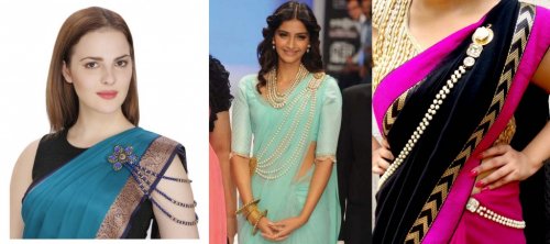 how to wear saree brooch