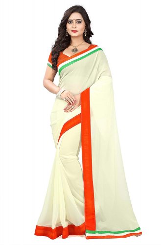 white saree for independence day