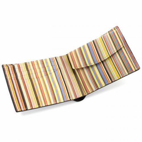 Paul Smith ポールスミス 二つ折財布 グレー マルチカラー イタリア製  