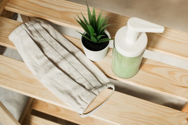 ハンドメイドインナーマスク子供用 迷彩柄カーキ 接触冷感 今注目の布