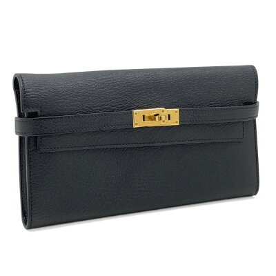 エルメス HERMES 長財布 フラップ ケリーウォレット ロング Kelly wallet long シェーブル ノワール ブラック ゴールド金具 C刻印 H051303CC 2018年製造