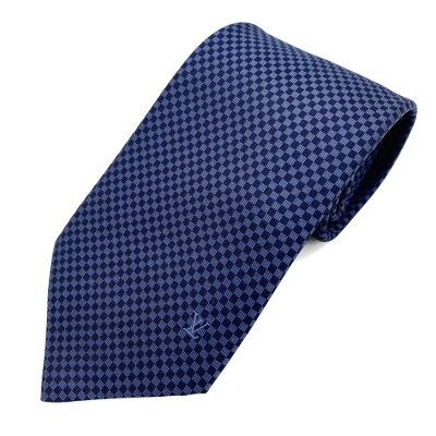 ルイヴィトン LOUIS VUITTON ネクタイ クラヴァット マイクロダミエ 8CM シルク 100% マリーヌ ブルー ネイビー 青 ロゴ ギフト プレゼント M78750