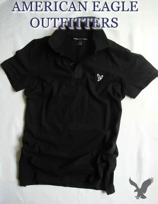 【送料無料】アメリカンイーグル AMERICAN EAGLE OUTFITTERS【正規品】【メンズ】AE Short Sleeve Polo ストレッチ ポロシャツ/Black(ブラック)【あす楽対応】