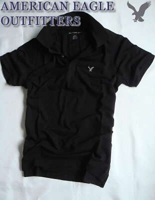 【送料無料】アメリカンイーグル AMERICAN EAGLE OUTFITTERS【正規品】【メンズ】AE Short Sleeve Polo ストレッチ ポロシャツ/Black(ブラック)【あす楽対応】