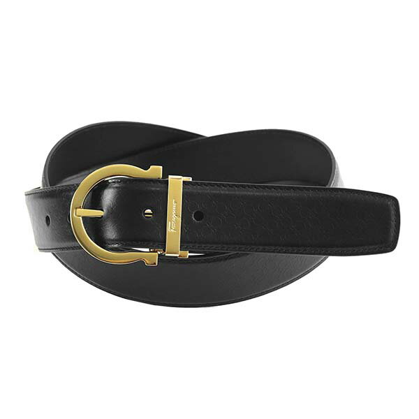 フェラガモ ベルト（メンズ） Salvatore Ferragamo 679926-695422-100サルヴァトーレフェラガモ ユニセックスベルトカーフ ブラック×ゴールド/ブラック97〜107cm対応 カット不可※取寄品