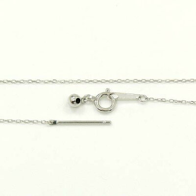 プラチナ(Pt850) 長さ45センチスライドピン式 小豆 チェーン ネックレス(幅0.75mm・長さ45cm/長さ調整・抜き差し可能)引き輪・プレート付き送料無料