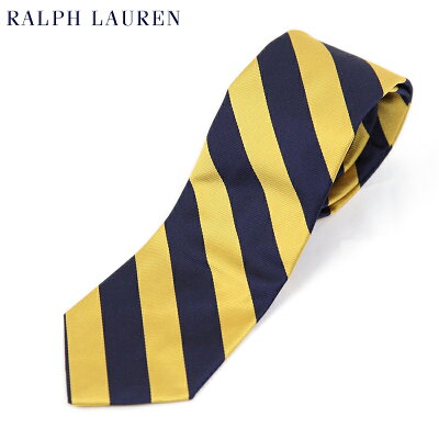 POLO by Ralph Lauren Silk Necktie (NAVY/GOLD) US ポロ ラルフローレン シルク ネクタイ レジメンタル ストライプ