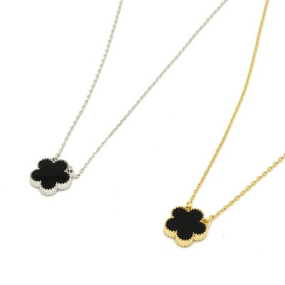 【マラソン10倍 1/24 20:00〜】皐花 フラワー ネックレス 1花 オニキスカラー両面黒 レディース ブラック ブランド トラベルジュエリー ギフト 18KGP PTP