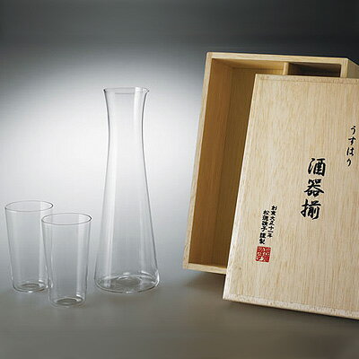 【お買い物マラソン中はポイント最大44倍!】松徳硝子 うすはり 酒器揃 (木箱入り) 【 グラス コップ タンブラー 徳利 ギフト 】(2891020)【 アドキッチン 】