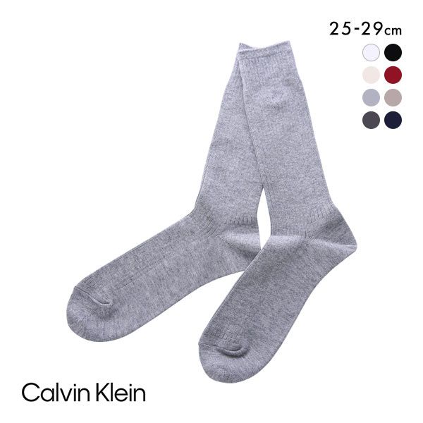 カルバンクライン 靴下 メンズ 【メール便(10)】 カルバン・クライン Calvin Klein メンズ ソックス クルー丈 ワンポイント リブ 25-27cm 27-29cm ADIEU