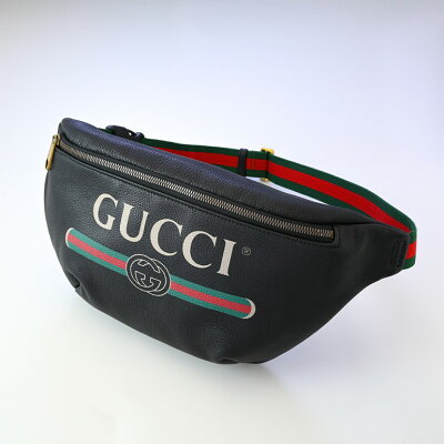 お買い物マラソン10%OFFグッチ GUCCI ボディバッグ メンズ グッチプリント ベルトバッグ ウエストポーチ ブラック 530412 0GCCT 8164