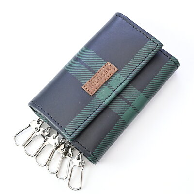 トミーヒルフィガー TOMMY HILFIGER 6連キーケース メンズ グリーンチェック×ブラウン 31TL40X004 067 名入れ可有料 ※名入れ別売り ネーム入れ