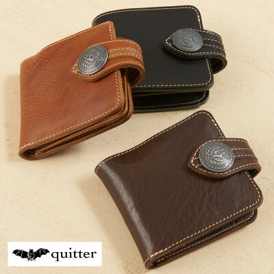 クイッター quitter オイルバケッタレザー quitterコンチョ折財布 栃木レザー 本牛革 ヌメ革 二つ折り財布 二つ折りウォレット 日本製 ギフト プレゼント 贈り物 メンズ レディース 【楽ギフ_包装】