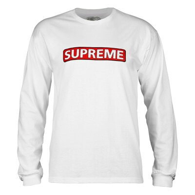 【POWELL PERALTA パウエル・ペラルタ】SUPREME L/S SHIRT WHITEロングスリーブTシャツ ホワイト シュプリーム ロンT 長袖 スケートボード スケボーsk8 skateboard【18FW】(CP)