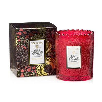 Voluspa ボルスパ ジャポニカ スカラップグラスキャンドル ゴージ&タロッコオレンジ JAPONICA SCALLOPED EDGE Glass Candle GOJI & TAROCCO ORANGE◆ホームフレグランス/芳香/アロマキャンドル/ロウソク