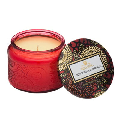 Voluspa ボルスパ ジャポニカ グラスジャーキャンドル S ゴージ&タロッコオレンジ JAPONICA Glass COLORED jar candle GOJI & TAROCCO ORANGE◆ホームフレグランス/芳香/アロマキャンドル/ロウソク