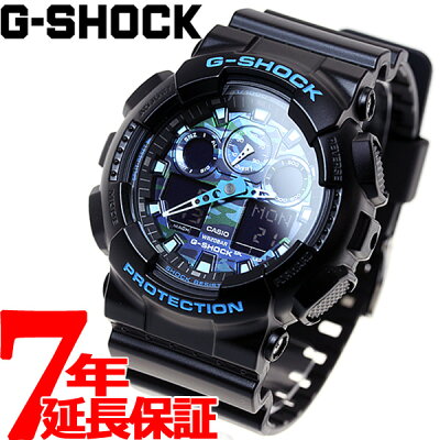 【本日20時〜お得!最大ポイント28倍!さらに最大1万円OFFクーポン配布!】G-SHOCK ブラック×ブルー カモフラージュ アナデジ 腕時計 メンズ GA-100CB-1AJF
