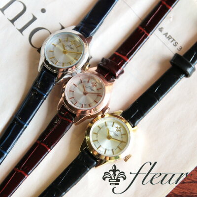 fleur フルール 腕時計 レディース ブランド 日本製 型押し 本革 レザー ベルト アナログ クォーツ ウォッチ 女性 アンティーク Lily of the valley ギフト
