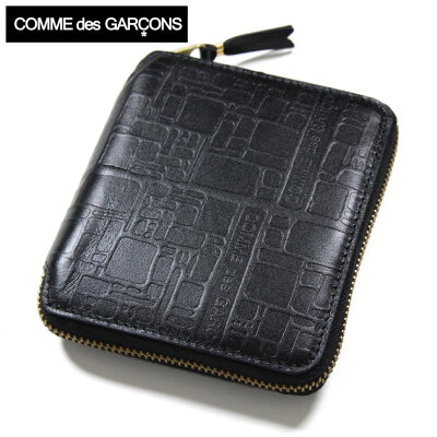 コムデギャルソン 財布 COMME des GARCONS 二つ折り財布 メンズ レディース ブランド 黒 ラウンドファスナー二つ折り財布エンボスロゴ SA2100EL ブラック