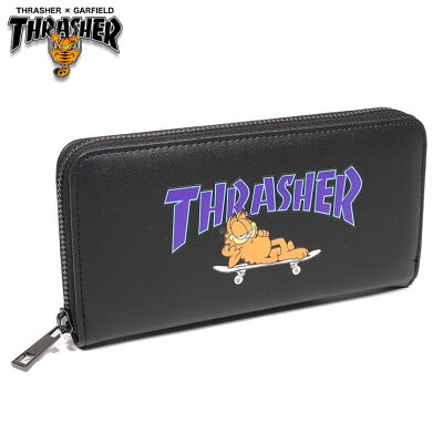 【MAX80%OFF♪楽天スーパーSALE お得なクーポン配布中】スラッシャー 財布 THRASHER 長財布 メンズ レディース ブランド ラウンドファスナー おすすめ 人気 プレゼント ギフト 黒 カード 大容量 THRASHER x GARFIELD 長財布 A GA-TH2110A ブラック