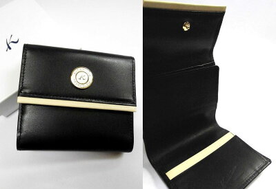 Kitamura/キタムラ★レザー・二折財布 ブラック/サンドベージュ NH0780-15221 定価18000円 レディース 財布【新品】Y02