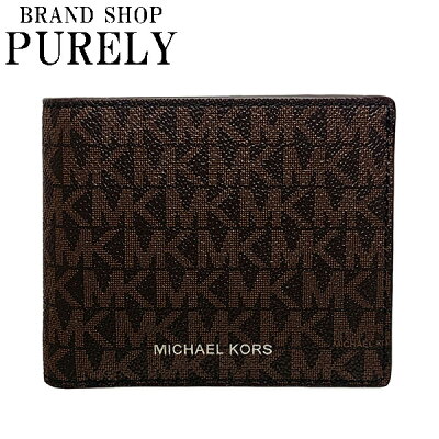 【全商品ポイント2倍 送料無料】マイケルコース MICHAELKORS 小物 財布 二つ折り財布 メンズ アウトレット PVCコーティングキャンバス×レザー 36U9LCRF6B BROWN メンズ MMM