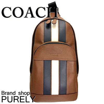 【全商品ポイント2倍】コーチ COACH バック ボディバッグ メンズ アウトレット レザー ストライプ ワンショルダー F49318 QBN3D サドル×ミッドナイトネイビー×チョーク コーチ COACH メンズ MMM