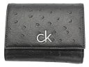 カルバンクライン Calvin Klein　《カルバンクライン》　三つ折り財布　K60K608606　ブラック　オーストリッチ型押し合皮　ヨーロッパライン　【セール】【人気】