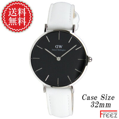 ダニエルウェリントン DANIEL WELLINGTON シルバー 32mm 白革 クラシックペティット ボンダイ ブラック CLASSIC PETITE BONDI BLACK DW00100284【あす楽】【送料無料】