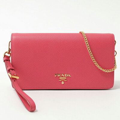 PRADA プラダ 1ZH029 QWA F0505 SAFFIANO METAL レザー チェーン ショルダーウォレット ショルダーバッグ 財布 ポシェット リストレット付き カラーPEONIA レディース