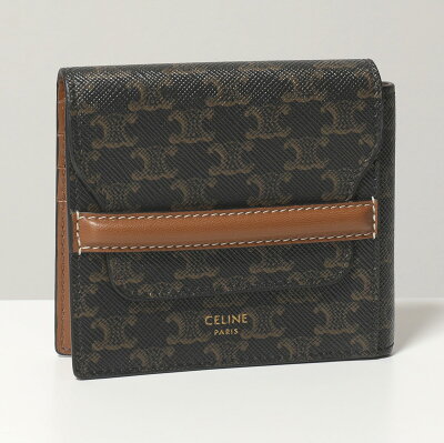 CELINE セリーヌ 10D902BZ9.04LU Origami Wallet フラップ オリガミウォレット トリオンフ柄 二つ折り財布 小銭入れなし Tan メンズ【2021ss】