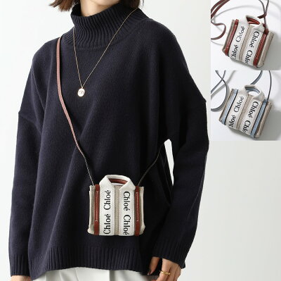 Chloe クロエ ショルダーバッグ WOODY ナノトート CHC22AP235I26 レディース リネン ミニバッグ ポシェット ロゴ クロスボディ 鞄 カラー2色