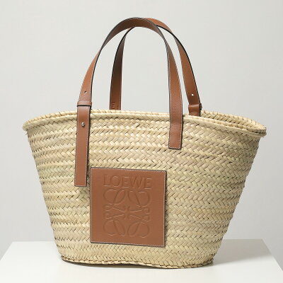 LOEWE ロエベ 327.02.S81 BASKET LARGE BAG ラフィア×レザー カゴバッグ かご バスケット トートバッグ 2435/NATURAL 鞄 レディース