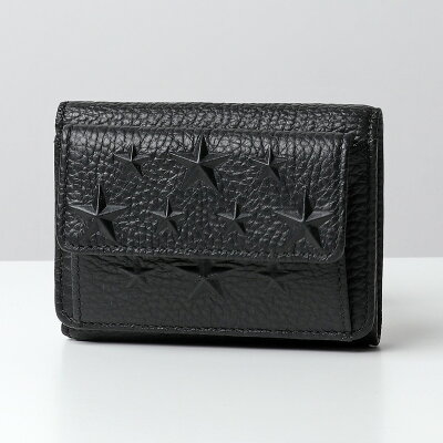 JIMMY CHOO ジミーチュウ レディース NEMO EMG グレイニーレザー スターエンボス スモール 三つ折り財布 コインケース ミニ財布 豆財布 カラーBLACK/ブラック