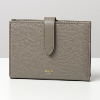 CELINE セリーヌ 10B643BFP.10BL Midium Strap Wallet ストラップ レザー 二つ折り財布 ミディアム スモール財布 Pebble レディース
