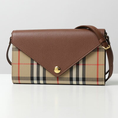 BURBERRY バーバリー 8025162 HANNAH EV LZ8 ヴィンテージチェック&レザー ショルダーウォレット ウィズ ショルダーバッグ 長財布 鞄 TAN レディース