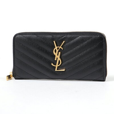 SAINT LAURENT PARIS サンローランパリ 358094 BOW01 1000 キルティングレザー カサンドラロゴ金具プレート ラウンドファスナー長財布 レディース