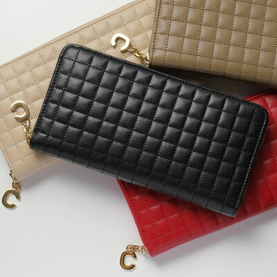 CELINE セリーヌ 10B553BFL.38NO Large Zipped Wallet キルティングレザー ラウンドファスナー長財布 ジップチャーム 38NO/Black レディース