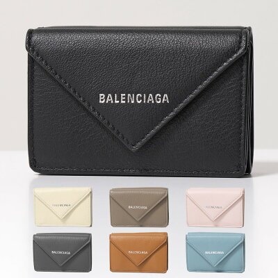 BALENCIAGA バレンシアガ 391446 DLQ0N PAPER ZA MINI WALLET レザー 三つ折り財布 ミニ財布 豆財布 1000 レディース【2021ss】