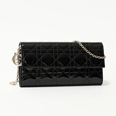 Dior ディオール S0020 PVRB 900U LADY DIOR ショルダーウォレット 長財布 チェーンバッグ ポシェット クラッチ 900-Noir 鞄 レディース