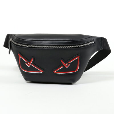 FENDI フェンディ 7VA434 A72K F0P0N バグズ eye レザー ベルトバッグ ボディバッグ ウエストポーチ NERO-ROSSO メンズ