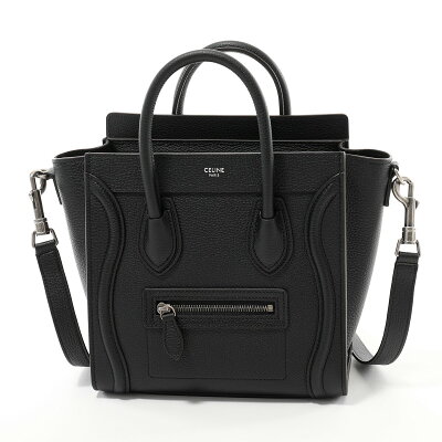 CELINE セリーヌ 189243DRU.38NO LUGGAGE Nano ラゲージ ナノ レザー ハンドバッグ トートバッグ Black 鞄 レディース