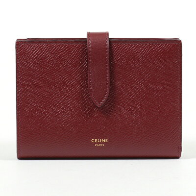 CELINE セリーヌ 10B643BFP.28LB Midium Strap Wallet ストラップ レザー 二つ折り財布 ミディアム スモール財布 LightBurgundy レディース